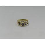 An early 20th century sapphire and diamond boat shaped ring hallmarked Birmingham