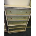 A 20th century later painted chest of five long drawers