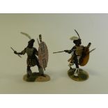 Two Britains boxed Osprey Art Series Zulu warriors catalogue ref 20002 iNdlondio Regiment throwing