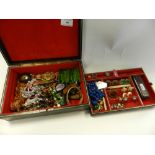 A collection of various pieces of costume jewellery to include a cameo set pin within case,