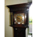 A Carolean style oak cased cottage longcase clock early 20th century,