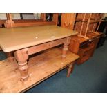 Two pine coffee tables, a pine desk,