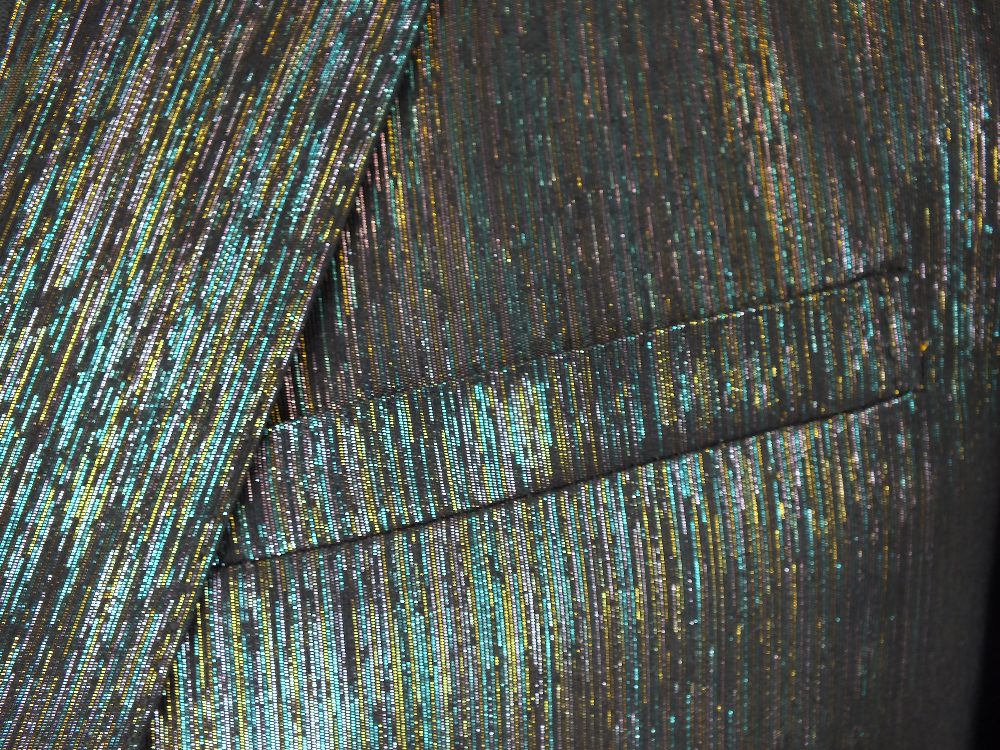 A Gucci jacket, dark grey with fine metallic vertical irregular stripe in copper, pink and teal, - Image 5 of 6