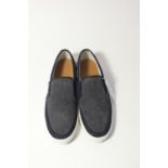 A pair of Lacoste deck shoes, black suede with espadrille detailing, UK 9