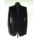 A Gucci dinner jacket, black, velvet, satin edging detail, single vent, lined, Italian size 52R, 55%