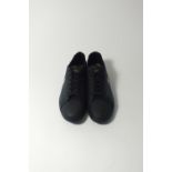 A pair of Lacoste trainers, black leather with textured detail, UK 9