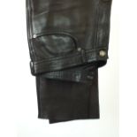 A pair of Gucci black leather jeans, Italian size 50, flat front, lined