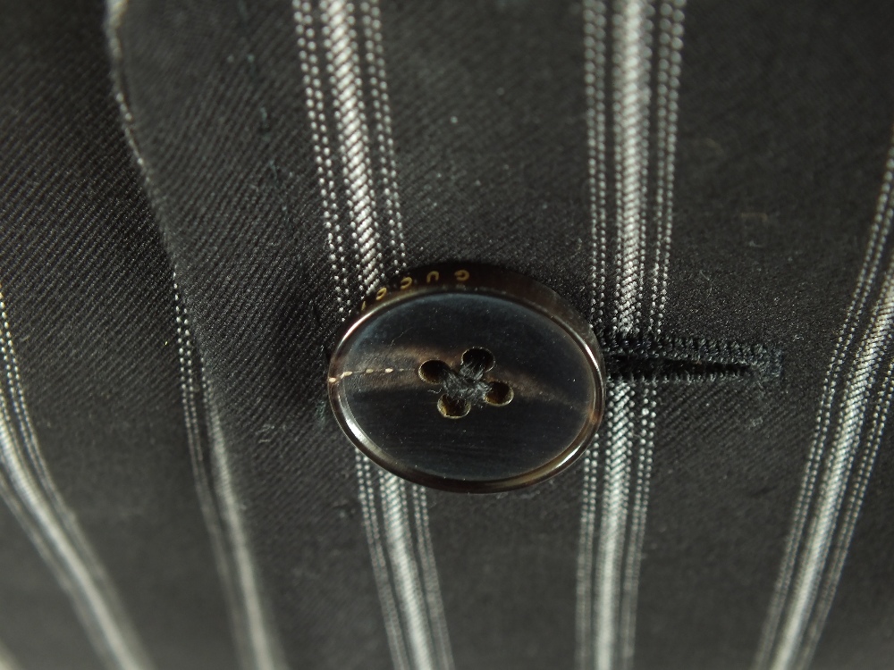 A Gucci jacket, black with white pinstripe, single vent, lined, Italian size 52L, 100% cotton - Image 6 of 6