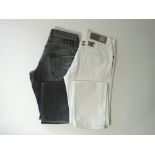 Two pairs of jeans to include one black and one white, designer include Just Cavalli and John