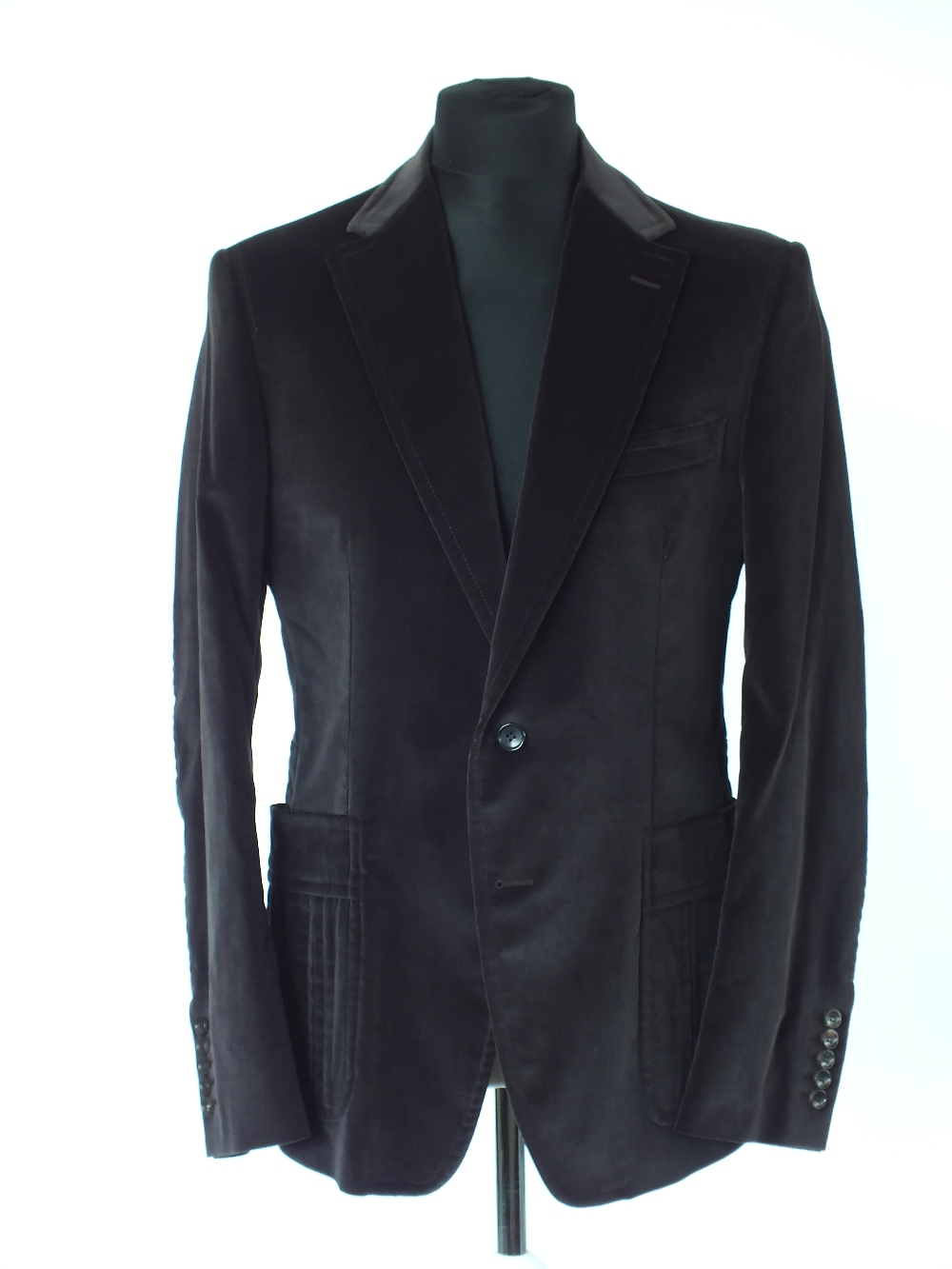 A Gucci jacket, grey, patch pockets with inverted pleat detail, belt waist detail to the back, lined