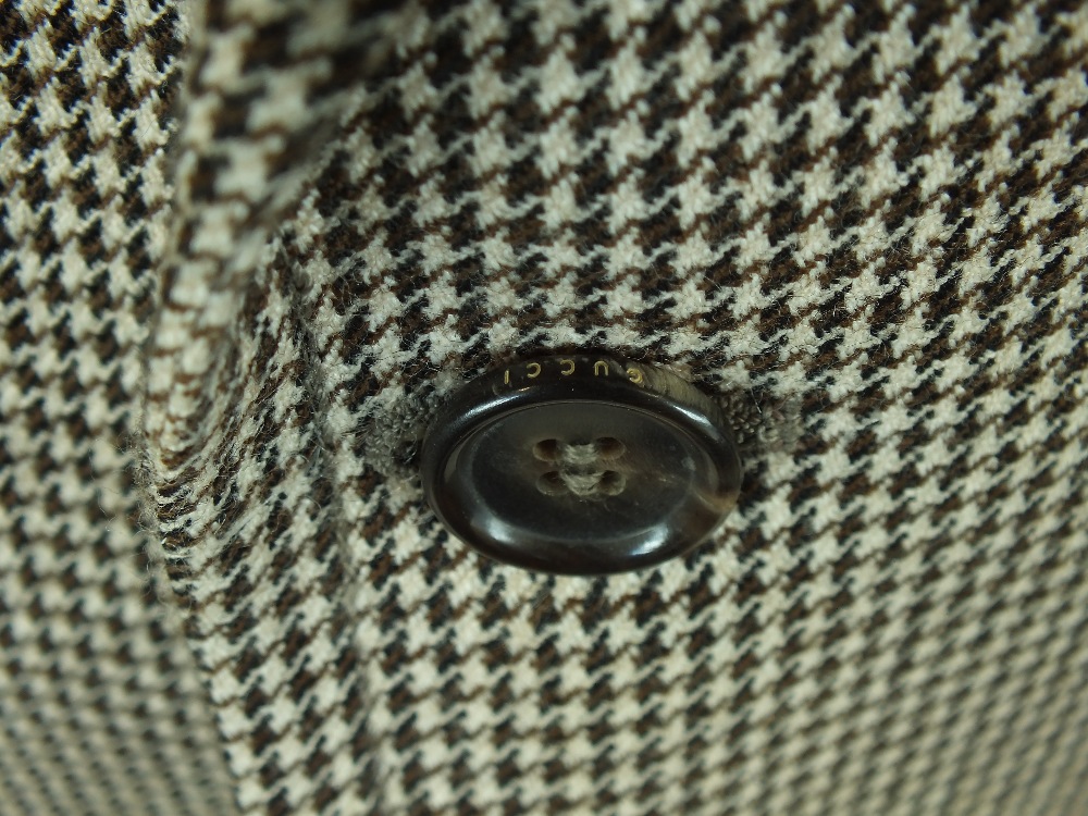 A Gucci jacket, brown dogs tooth check, double vent, lined, patch pockets, Italian size 50R, 90% - Image 6 of 7