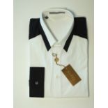 A Gucci shirt, white with black detailing, with tags, 16'' collar