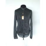 A Gucci shirt, black with metallic silver stripe detail, stretch skinny fit, with tags, 16" collar