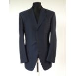 A Canali suit, navy, Italian size 50R, 75% wool, 15% silk, 10% mohair, staining to the back of