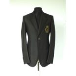 A Gucci jacket, black with black grosgrain edging details, black and gold Gucci embroidered crest