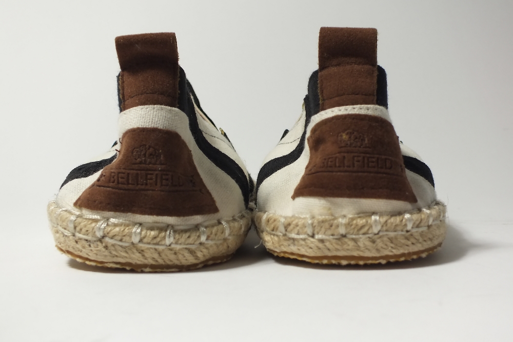 A pair of Bellfield espadrilles, black, cream and brown canvas, UK 9 - Image 6 of 7