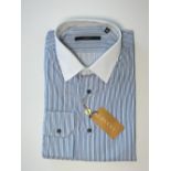 A Gucci shirt, white with blue stripe, with tags contrast white collar, 16.5'' collar