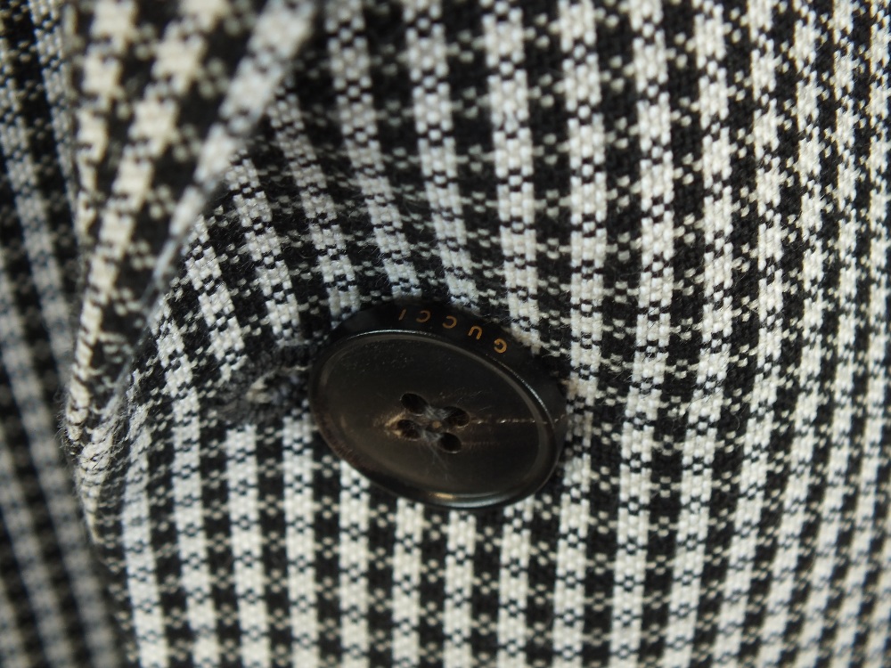 A Gucci jacket, black and white check, black suede upper lapel, black suede design details, double - Image 6 of 6