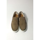 A pair of Lacoste deck shoes, brown suede with espadrille detailing, UK 9