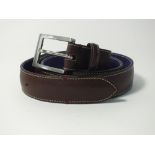 A Paul Smith brown leather belt with purple inside, size 36