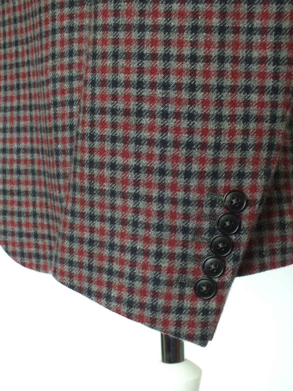 A Gucci jacket, red, grey and navy check, double vented, half lined, Italian size 52R, 100% - Image 5 of 6