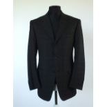 A Canali suit, black with light brown thread check, Italian size 50R, 100% wool, single pleat