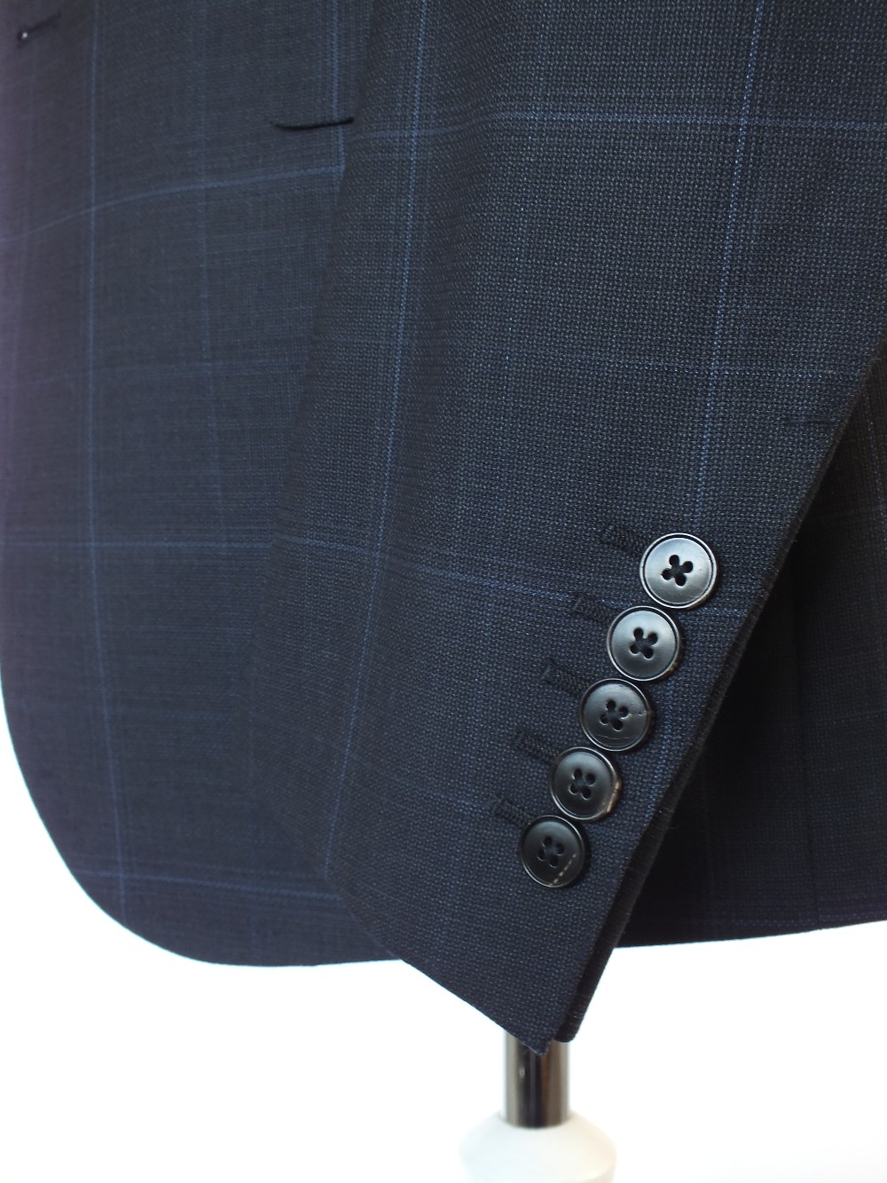 A Gucci suit, navy with blue check, single vent, woven horse bit pattern to lining, 52 regular, 100% - Image 6 of 7