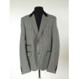 A Gucci jacket, black and white check, black suede upper lapel, black suede design details, double