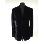 A Paul Smith dinner suit, black, velvet, contrast blue spot lining, UK size 42R, 65% cotton, 18%
