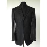 A Pal Zileri suit, black pinstripe, single vent, Italian size 50R, 100% wool, flat front to