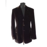 A Paul Smith suit, brown, velvet, double vent, contrast lining, UK size 40R, 65% cotton, 18%