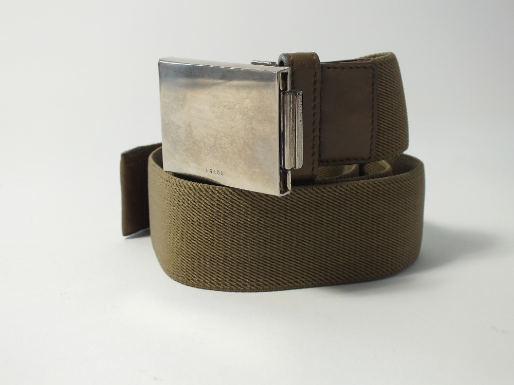 A Prada brown elastic belt, size 36