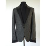 A Gucci dinner suit, dark grey dog tooth check, silk twill detailing to lapel and jacket, single