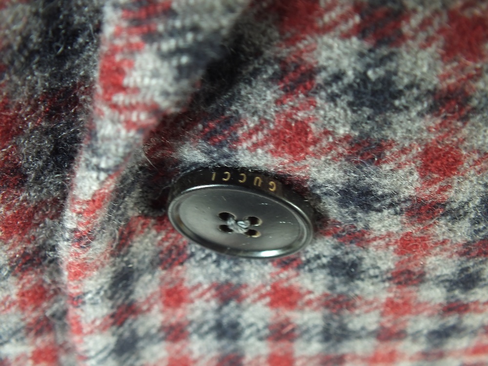 A Gucci jacket, red, grey and navy check, double vented, half lined, Italian size 52R, 100% - Image 6 of 6