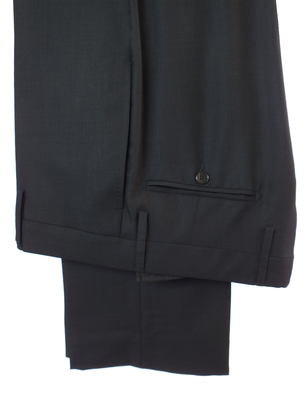 A Gucci suit, black, double vent, Italian size 50R, 75% wool, 25% mohair. Flat front, button fly - Image 5 of 6