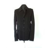 A Gucci coat, black moleskin, patch pockets, contrast lining, Italian size 52, 100% cotton