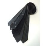 Five black evening ties to include the velvet devore and the Gucci leather, Autograph, Gucci, Armani