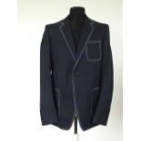 A Gucci jacket, navy, lightweight, contrast white stitching detail, patch pockets, brown buttons,