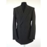 An Aquascutum suit, grey pinstripe, double vent, UK size 40L, 100% wool, single pleat to trousers
