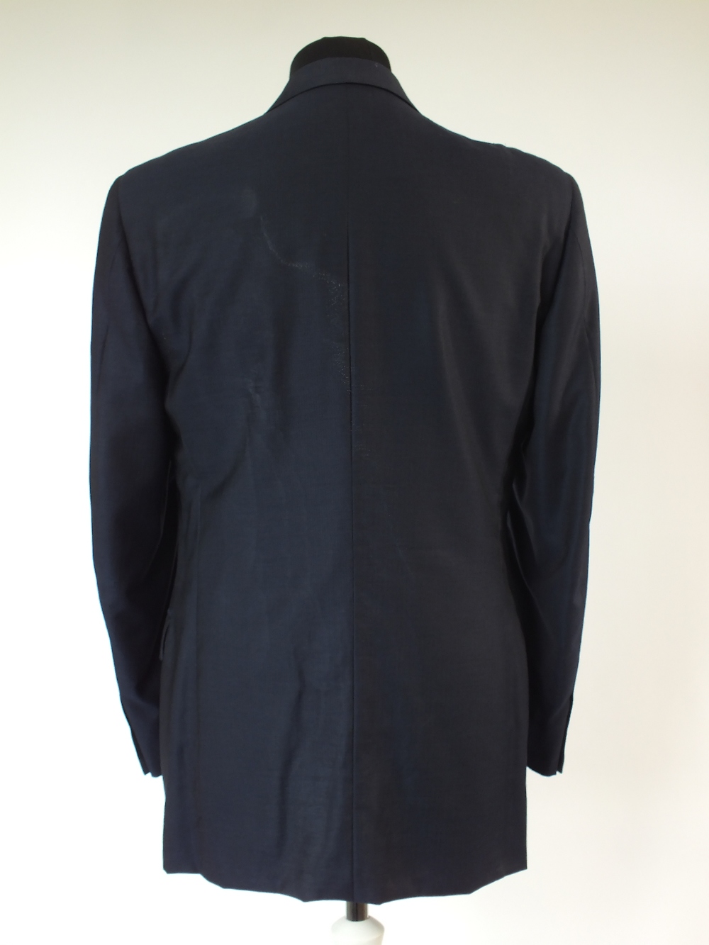 A Canali suit, navy, Italian size 50R, 75% wool, 15% silk, 10% mohair, staining to the back of - Image 5 of 7