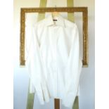 A Gucci shirt, cream, double cuff, woven stripe, 16'' collar