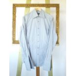 A Gucci shirt, pale grey with dark grey stripe, double cuff, 16'' collar