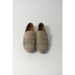 A pair of Gucci loafer driving shoes, stone nubuck with 'Made in Italy by Gucci' stamp detail, UK