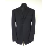 A Prada suit, navy, single vent, Italian size 50R, 96% wool, 4% other fibres, flat front to
