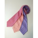 Three ties to include lilac with navy spot, pink with navy spot, pink stripe, Austin Reed