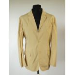 A Prada suit, sand, jacket unlined, 78% cotton, 5% spandex, 17% nylon, flat front to trousers,