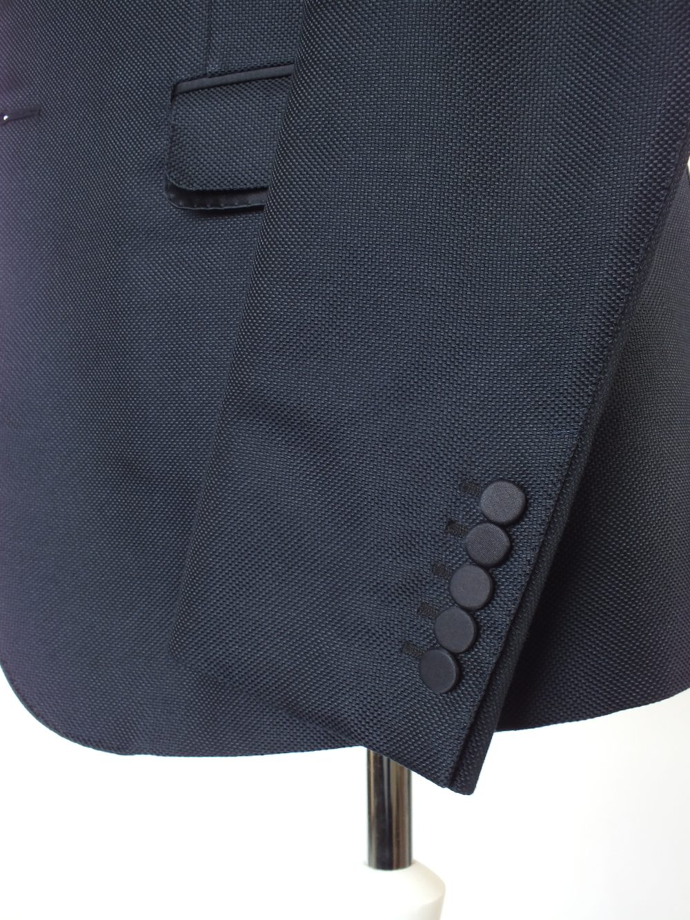 A Gucci dinner suit, navy, satin lower lapel, satin detailing, single vent, Italian size 54R, 80% - Image 5 of 7