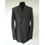 A Gucci suit, grey, double vent, Italian size 52R, Gucci horse bit logo lining, 70% wool, 30%