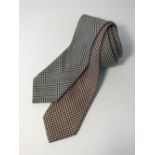 Two Gucci ties, one black and cream check, one burgundy and beige check, wool