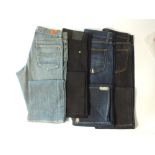 Four pairs of jeans, two blue, two black, to include Agave denim, Pretty green and two pairs of SBU,